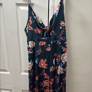 Floral Sleeveless Dress - Green and Red